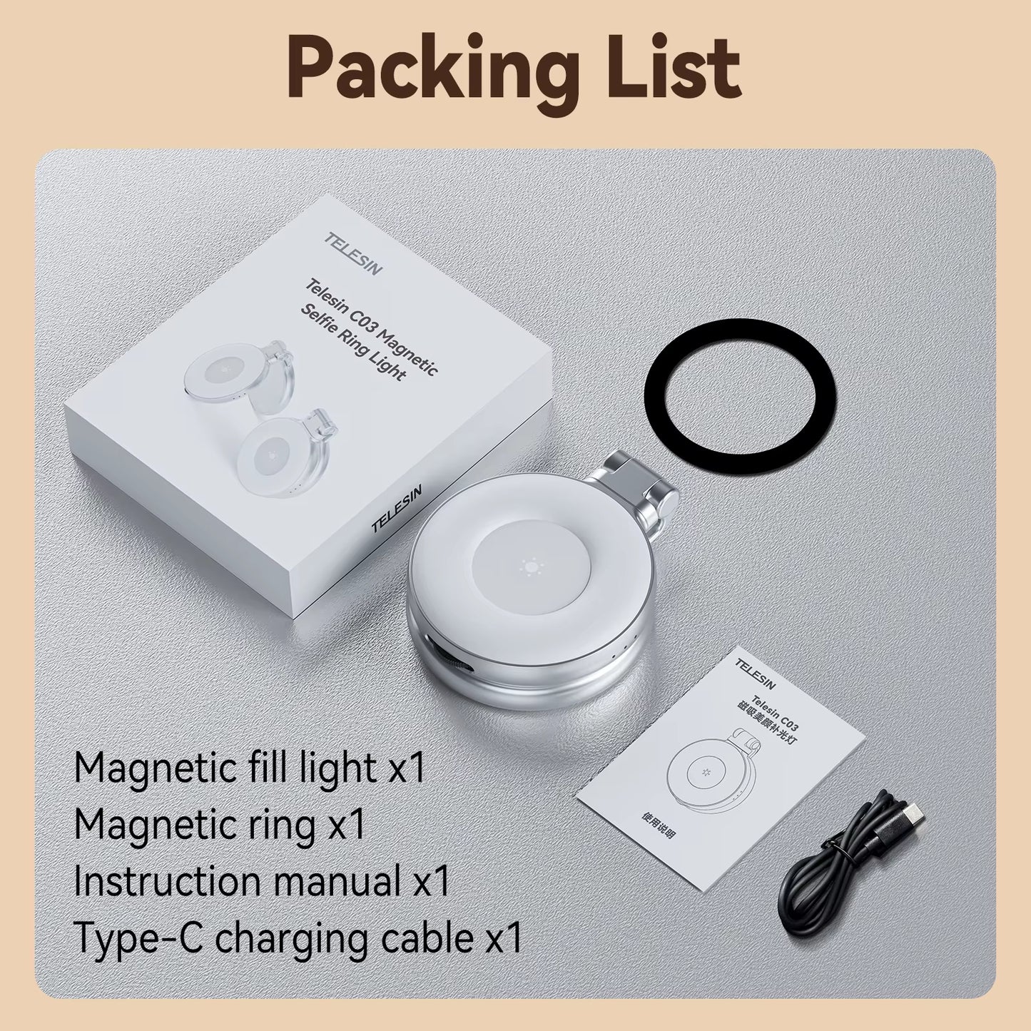 Magnetic Fill Light Mini Selfie Light 3 Modes Adjustable Brightness for Smartphone Iphone XIAOMI HUAWEI SAMSUNG Phone