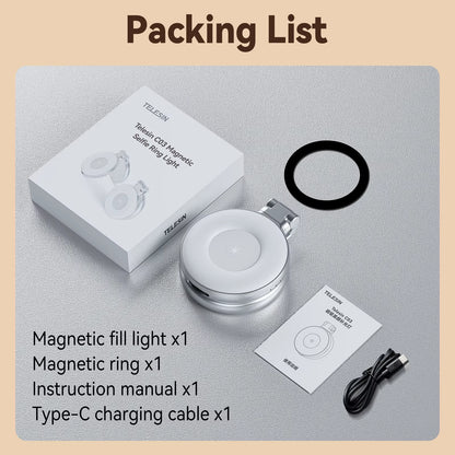 Magnetic Fill Light Mini Selfie Light 3 Modes Adjustable Brightness for Smartphone Iphone XIAOMI HUAWEI SAMSUNG Phone