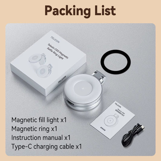 Magnetic Fill Light Mini Selfie Light 3 Modes Adjustable Brightness for Smartphone Iphone XIAOMI HUAWEI SAMSUNG Phone
