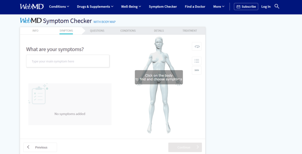 WebMD Symptom Checker for Adults